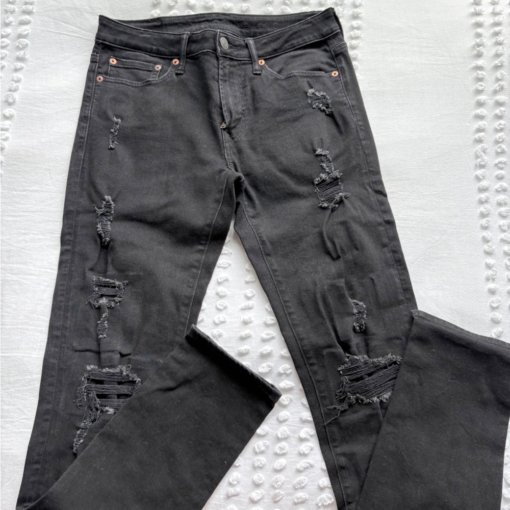 American Eagle Distressed Black Men’s Skinny Jeans • Size 29x34